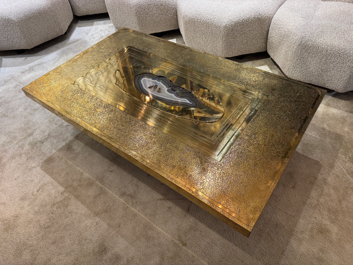 Brass And Agathe Coffee Table Designed By Willy Daro-photo-4