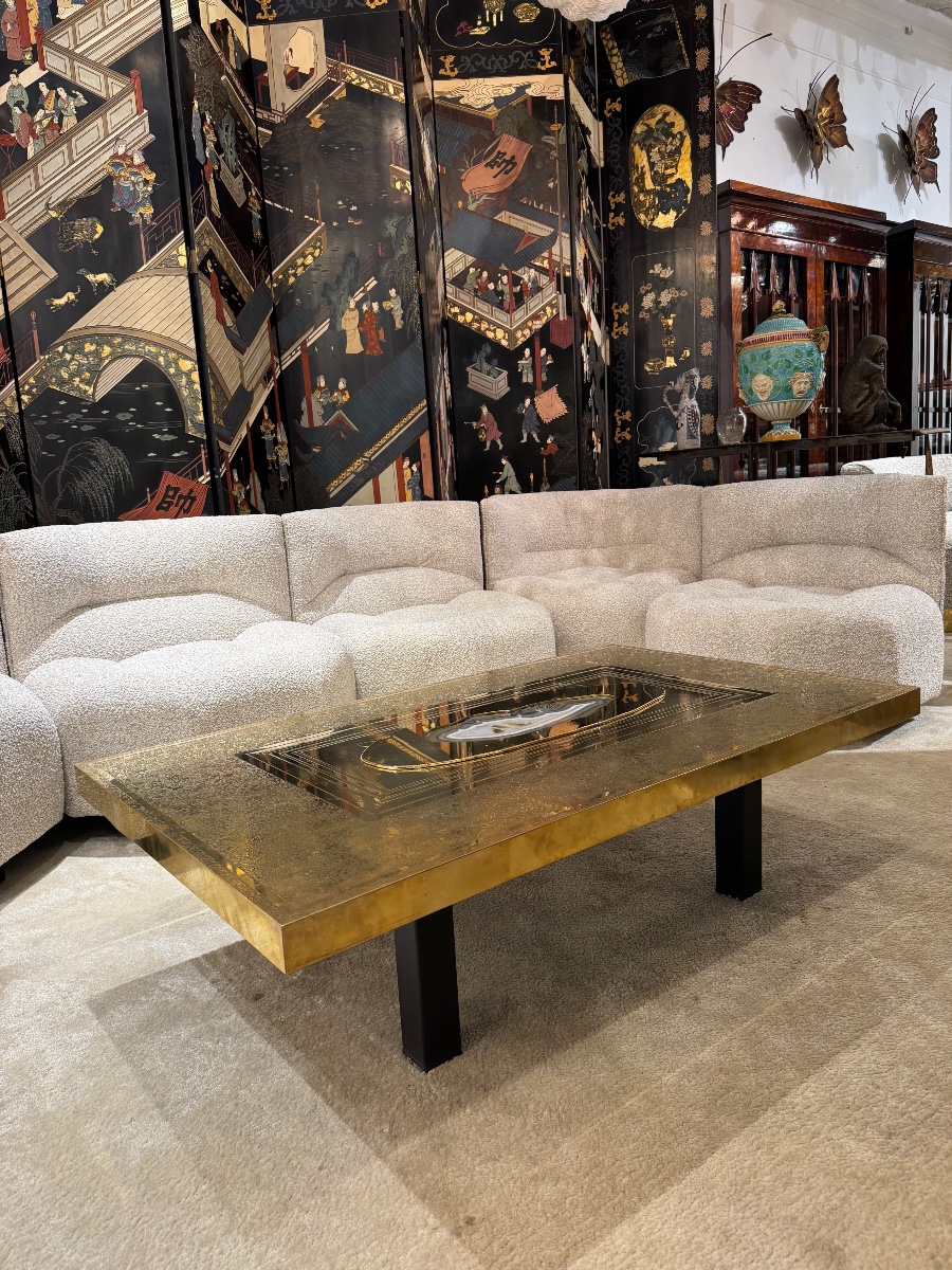 Brass And Agathe Coffee Table Designed By Willy Daro-photo-5