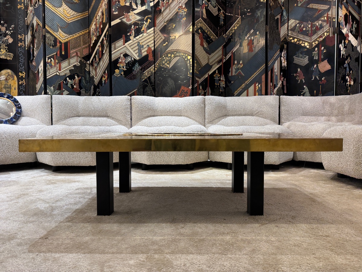 Brass And Agathe Coffee Table Designed By Willy Daro-photo-6