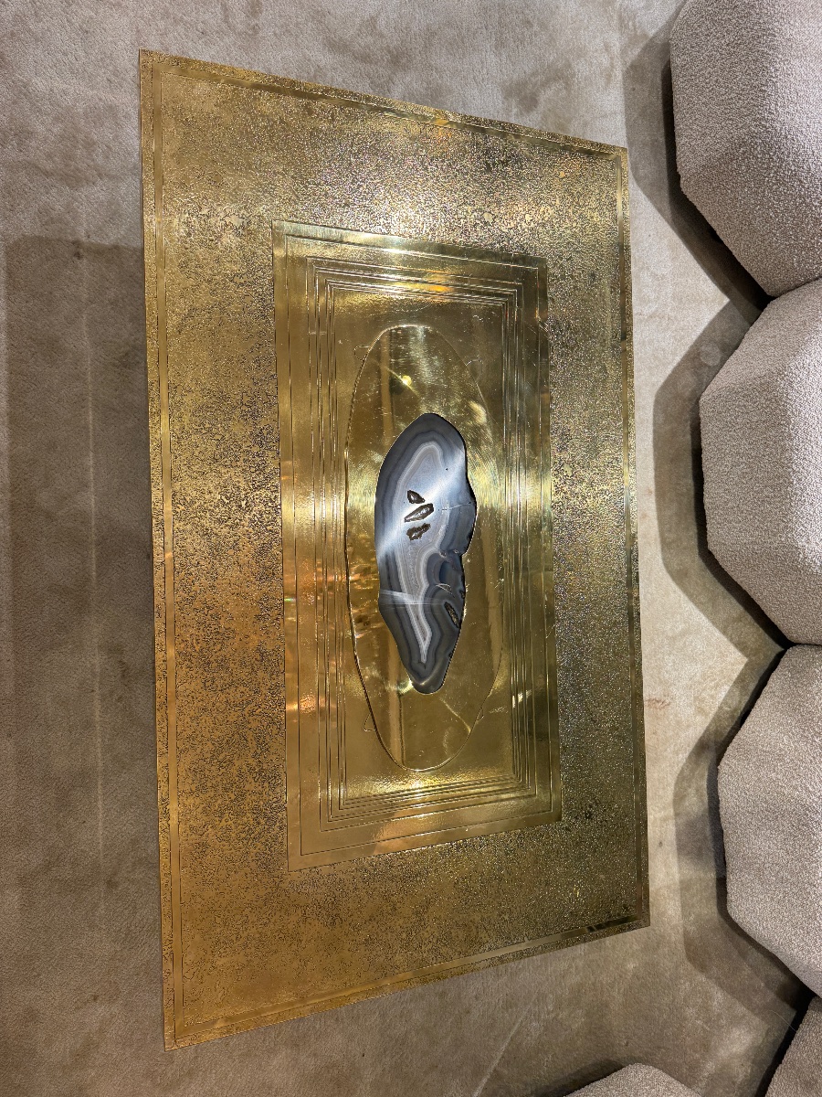Brass And Agathe Coffee Table Designed By Willy Daro-photo-7