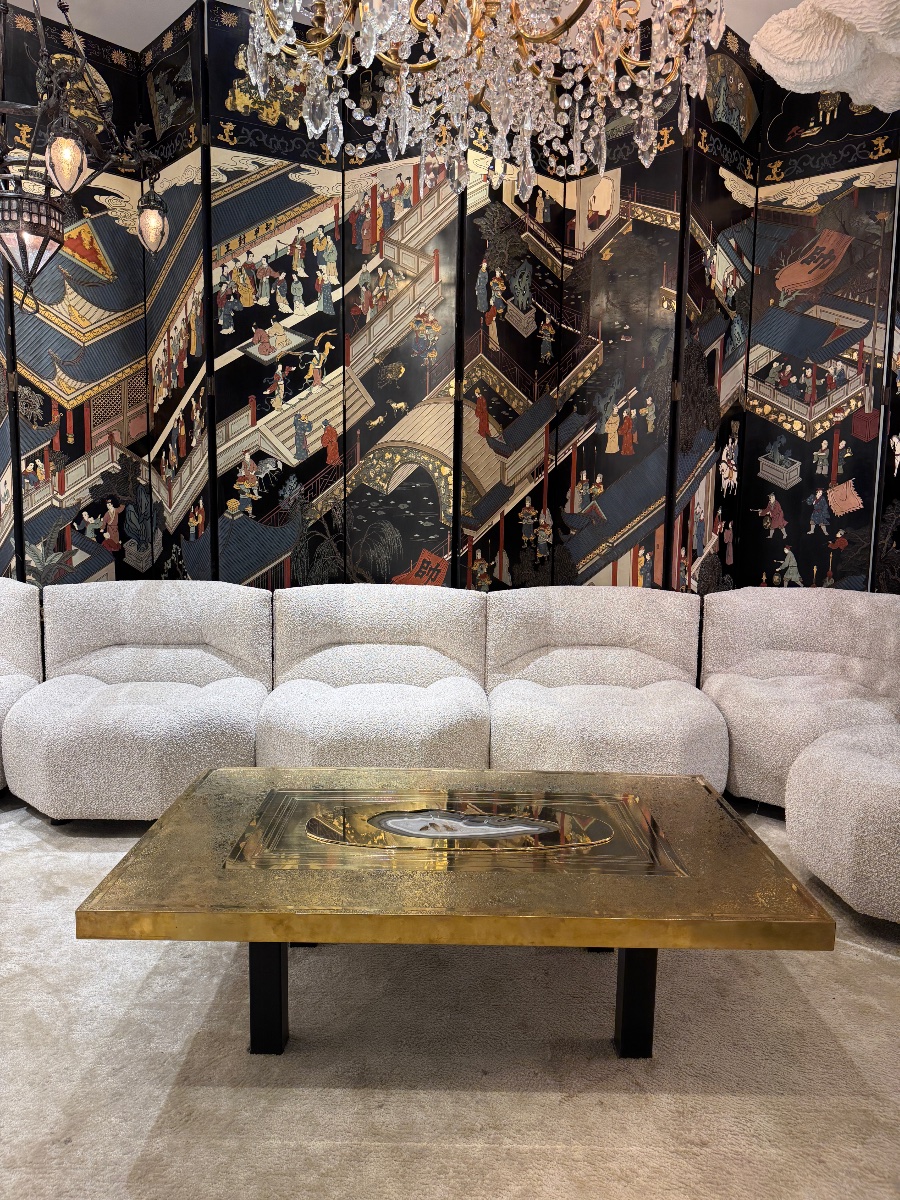 Brass And Agathe Coffee Table Designed By Willy Daro-photo-8