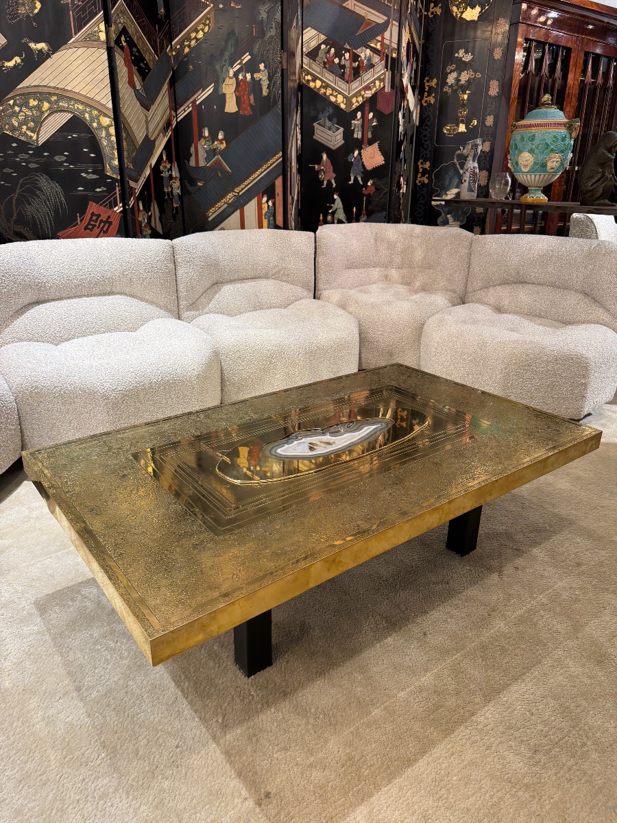 Brass And Agathe Coffee Table Designed By Willy Daro