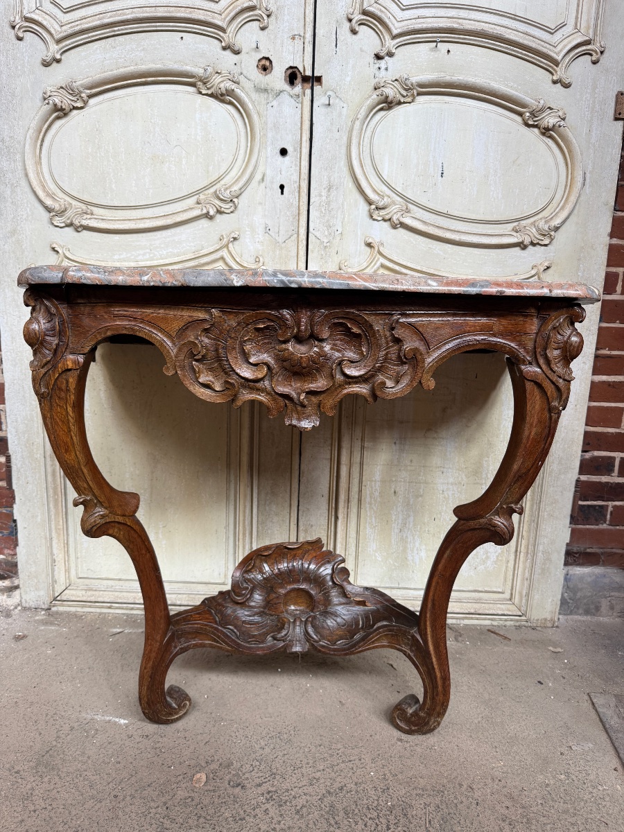 Louis XV-style Oak Console Table, 18th Century 