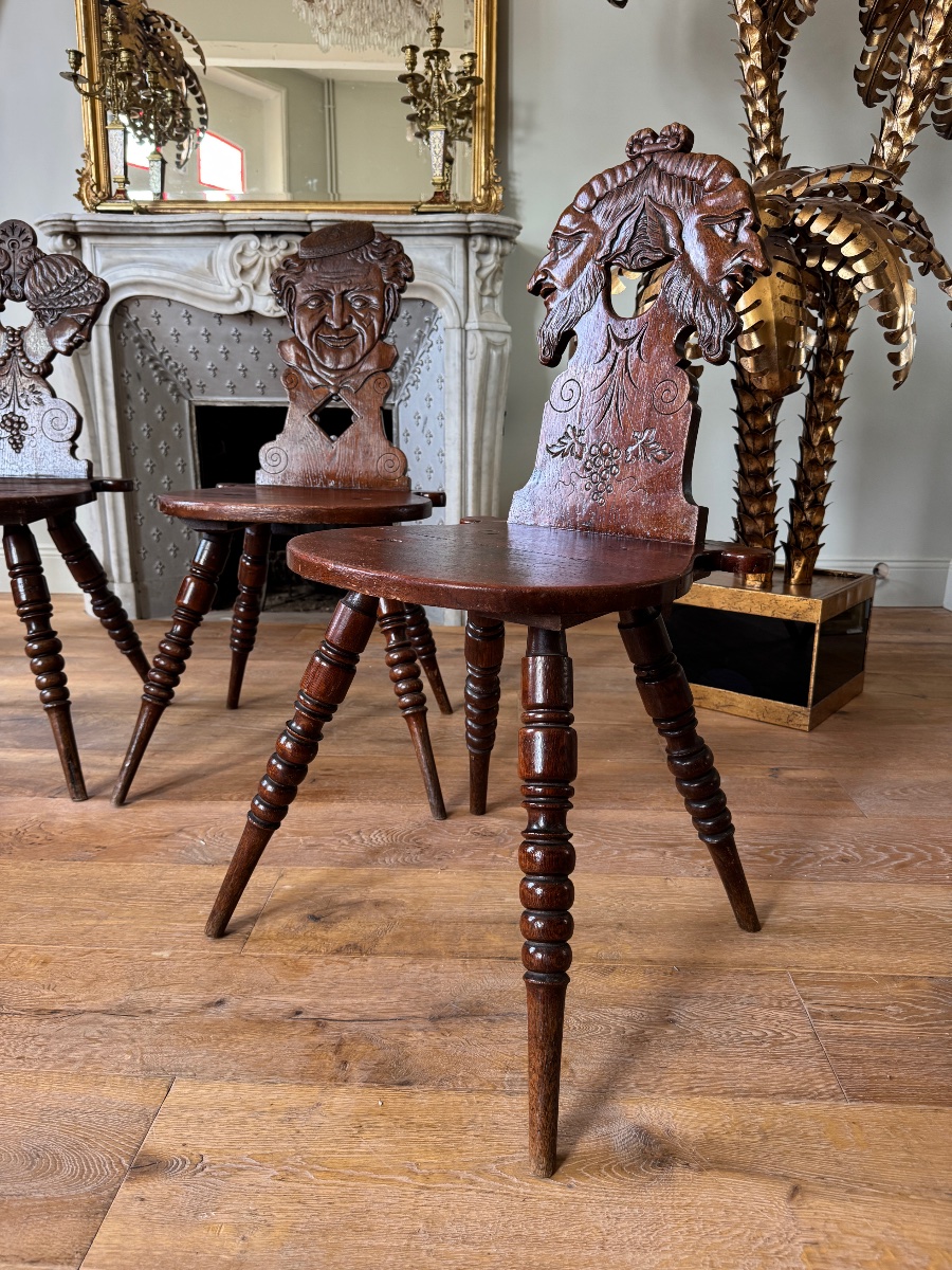 Set Of 4 Chairs With 19th-century Grotesque Motifs -photo-3