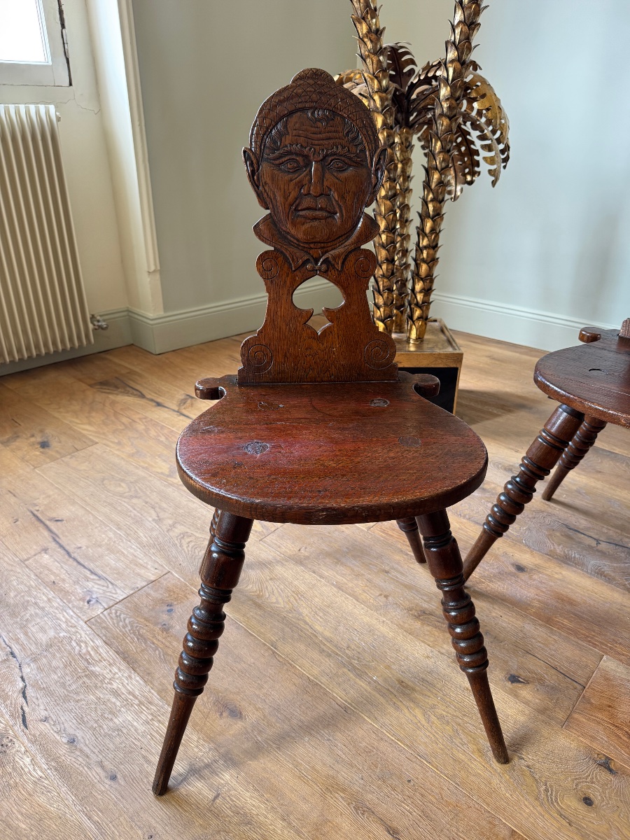 Set Of 4 Chairs With 19th-century Grotesque Motifs -photo-4