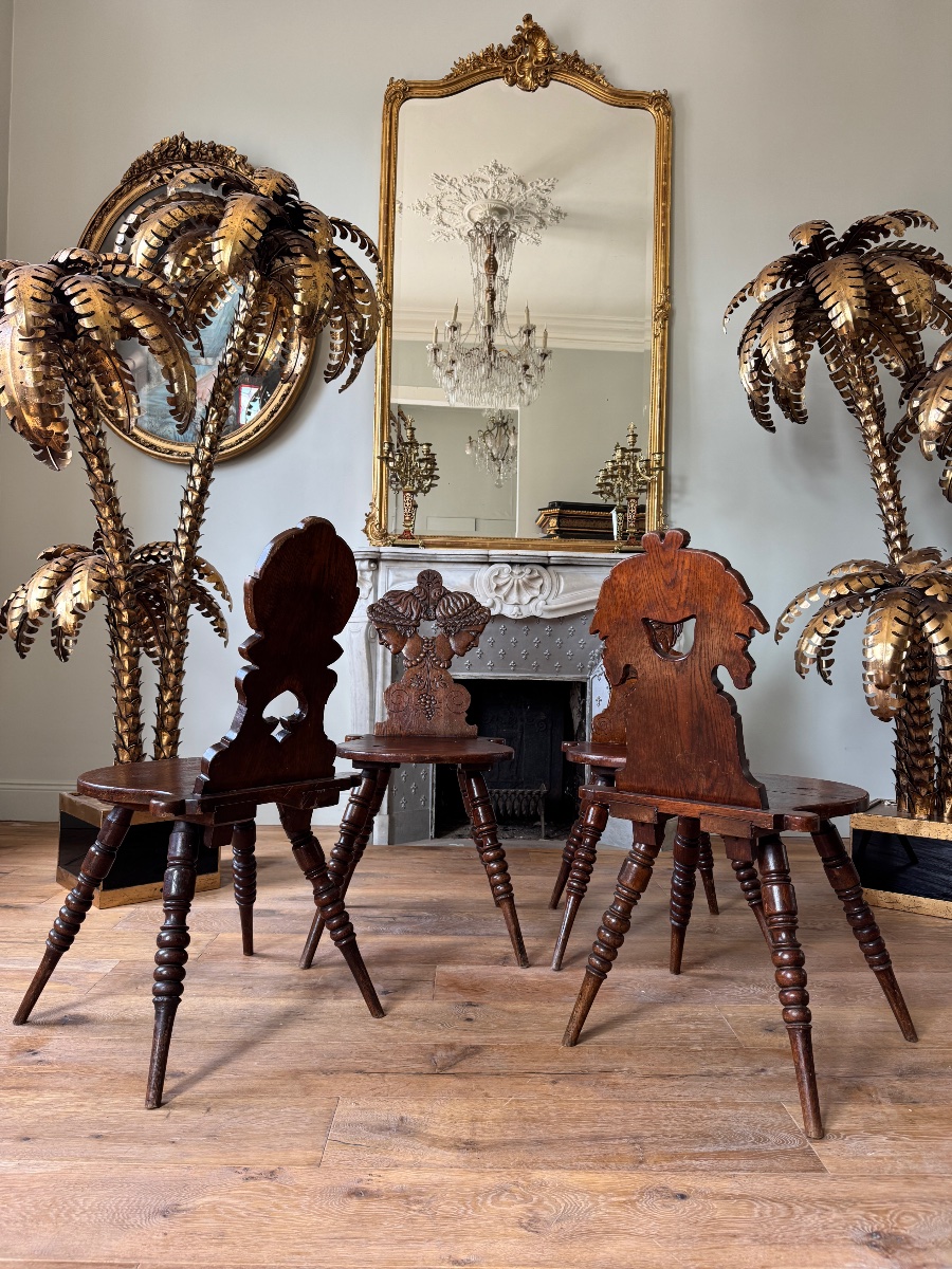 Set Of 4 Chairs With 19th-century Grotesque Motifs -photo-5