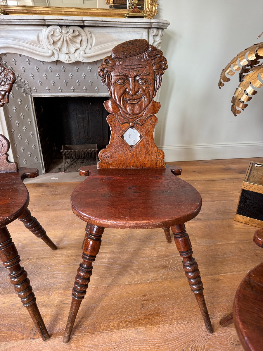 Set Of 4 Chairs With 19th-century Grotesque Motifs -photo-7