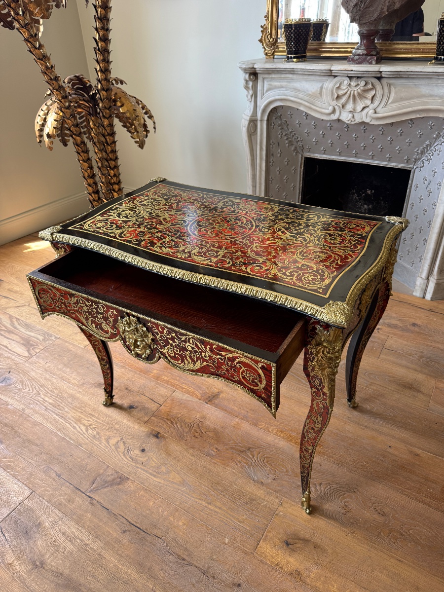 Boulle-style Marquetry Desk Signed By Thomas Willson, 19th Century -photo-2