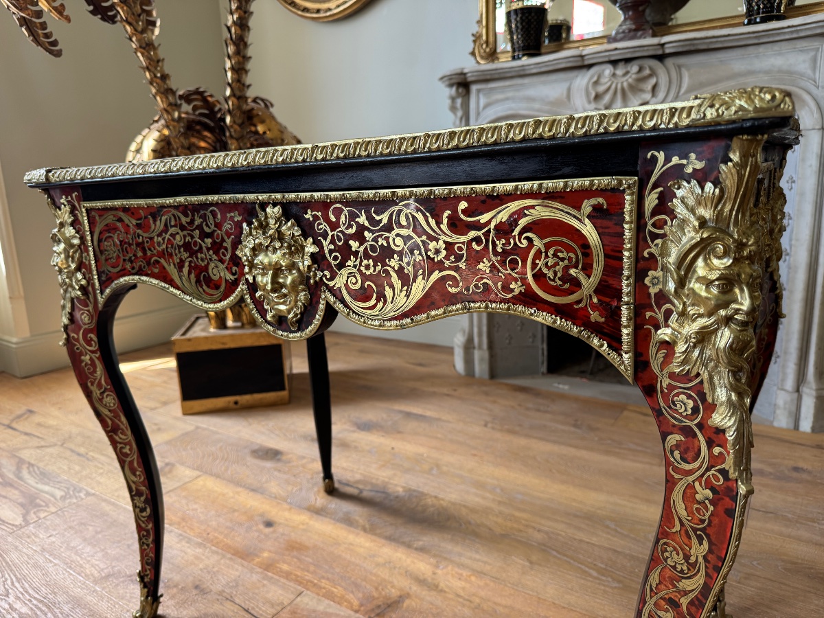 Boulle-style Marquetry Desk Signed By Thomas Willson, 19th Century -photo-3