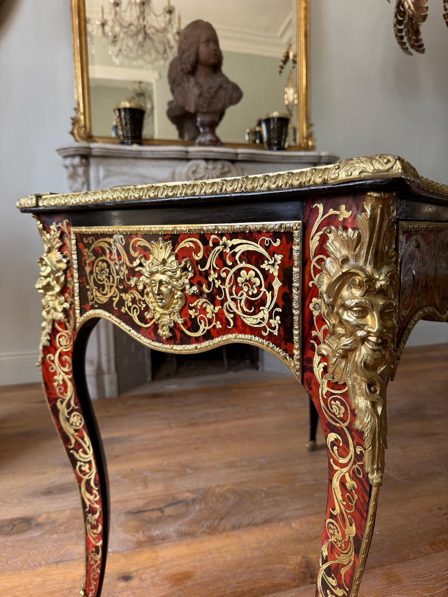 Boulle-style Marquetry Desk Signed By Thomas Willson, 19th Century -photo-4