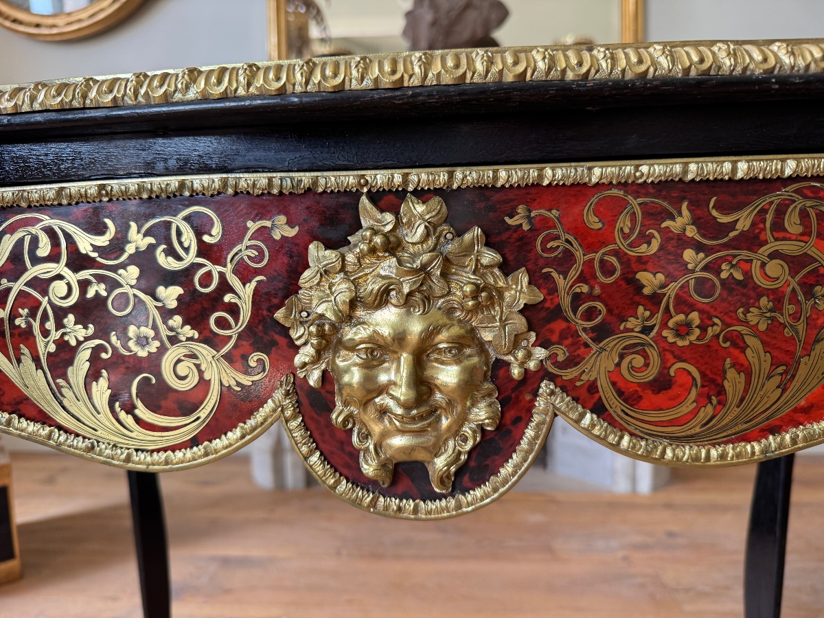 Boulle-style Marquetry Desk Signed By Thomas Willson, 19th Century -photo-1