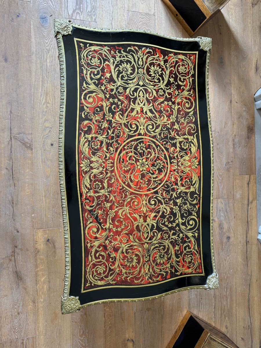 Boulle-style Marquetry Desk Signed By Thomas Willson, 19th Century -photo-2