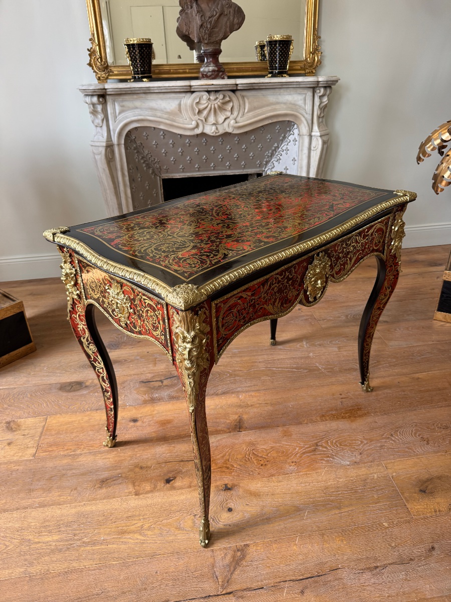 Boulle-style Marquetry Desk Signed By Thomas Willson, 19th Century -photo-3