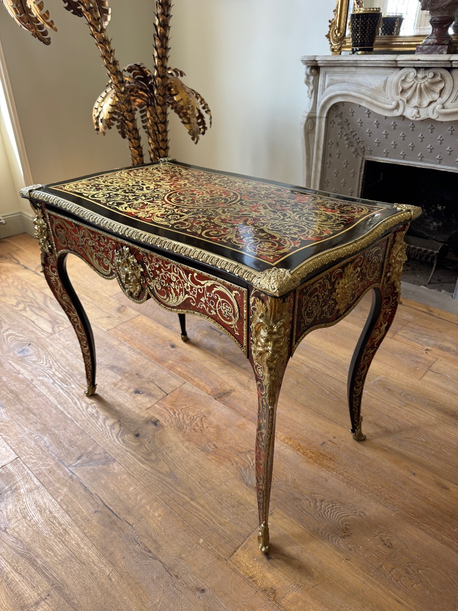 Boulle-style Marquetry Desk Signed By Thomas Willson, 19th Century -photo-7