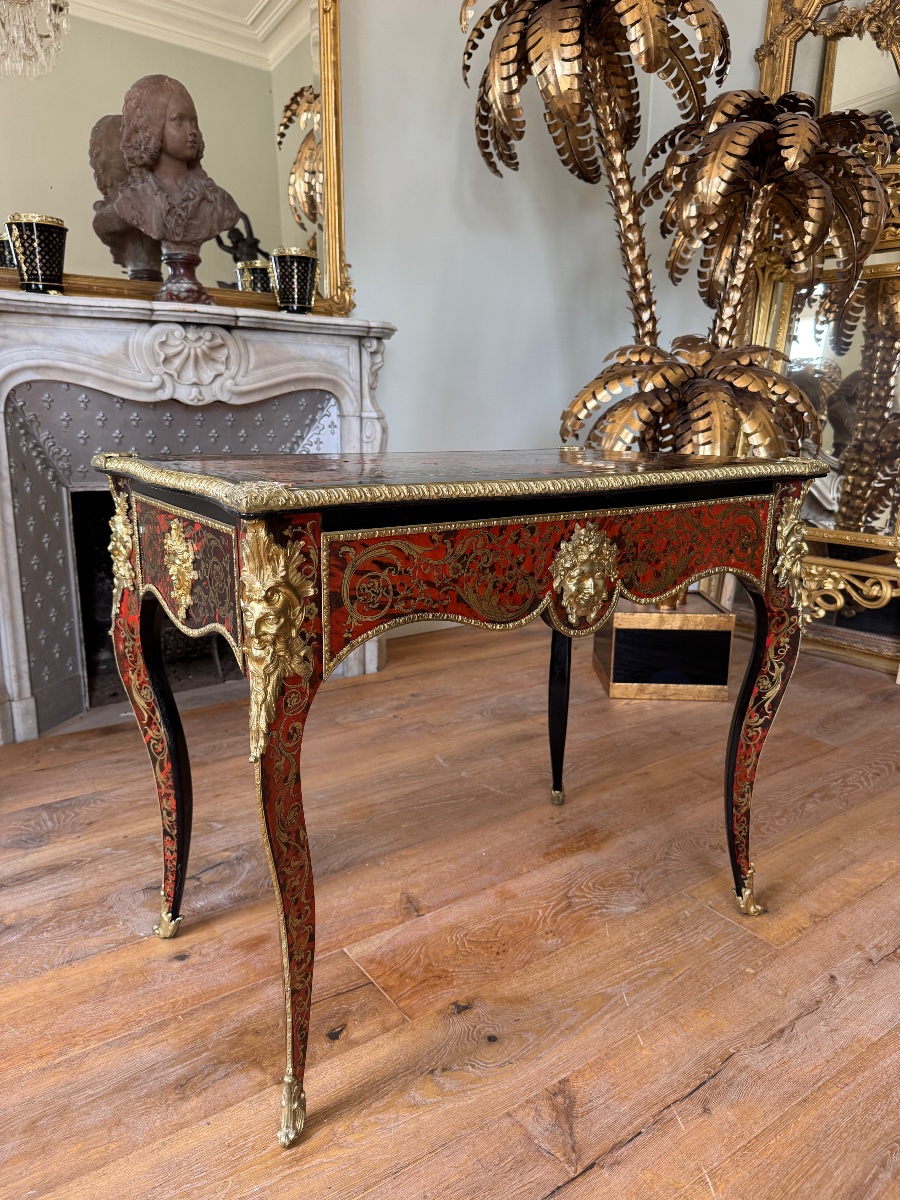 Boulle-style Marquetry Desk Signed By Thomas Willson, 19th Century -photo-8