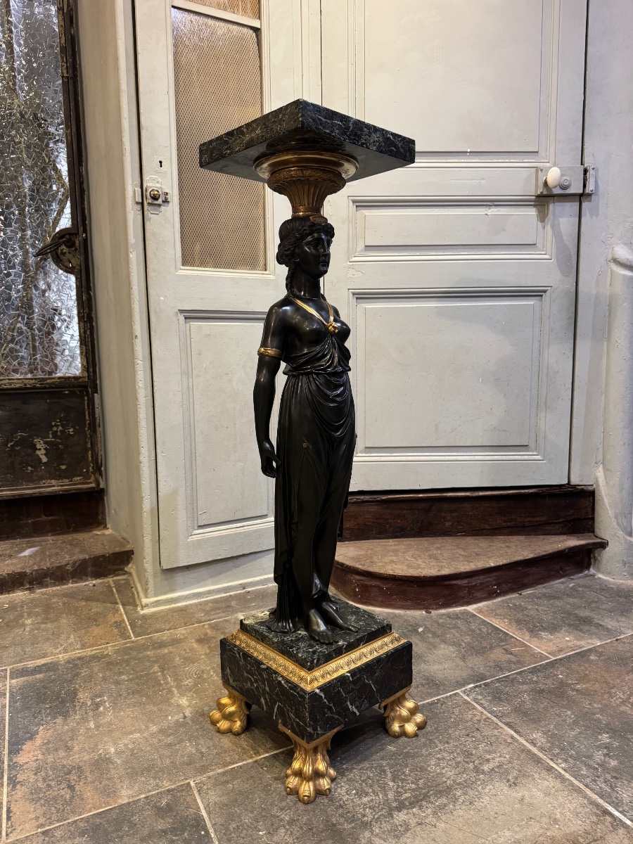 Empire-style Caryatid Column From The Napoleonic III Period-photo-2
