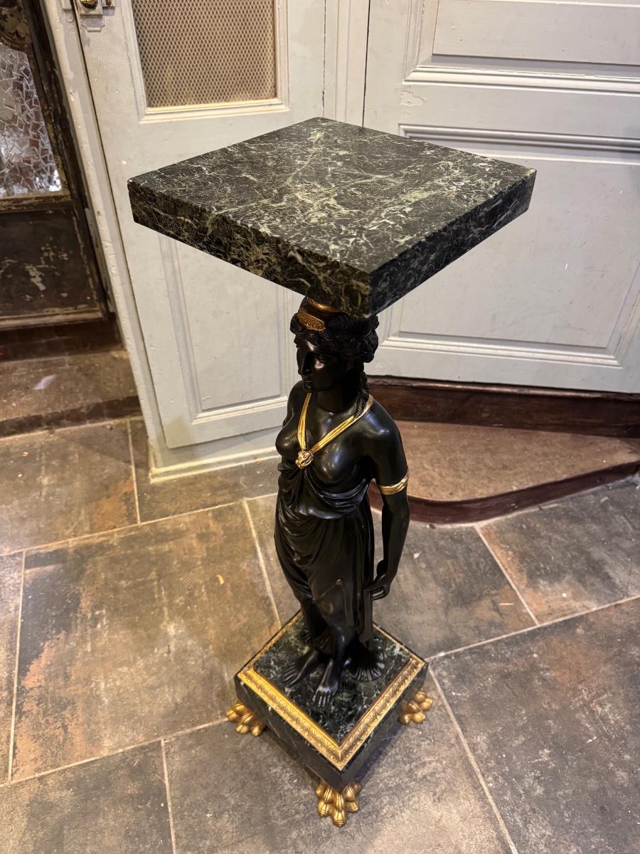 Empire-style Caryatid Column From The Napoleonic III Period-photo-4
