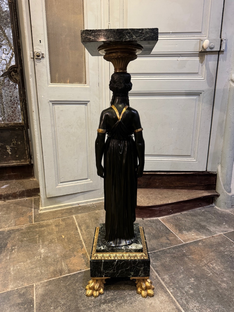 Empire-style Caryatid Column From The Napoleonic III Period-photo-5