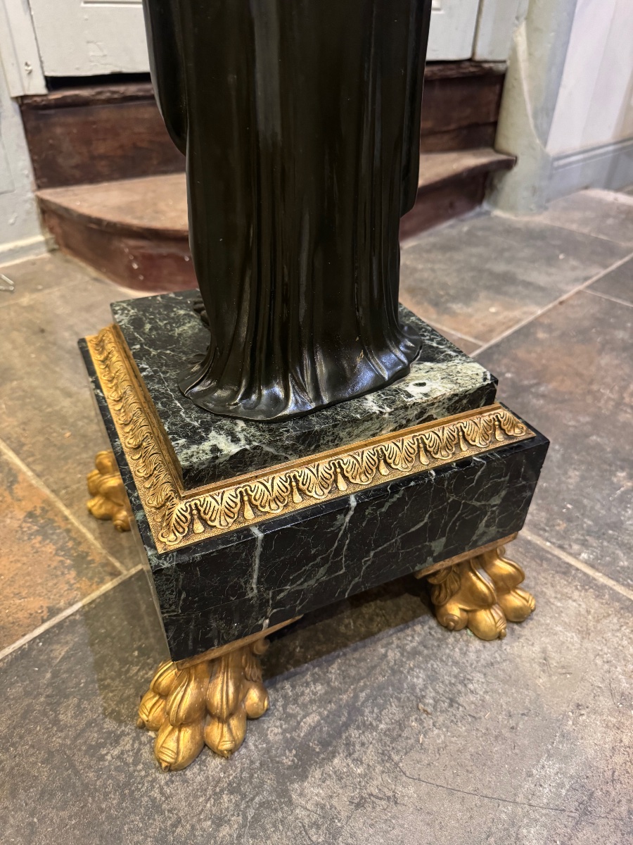 Empire-style Caryatid Column From The Napoleonic III Period-photo-7
