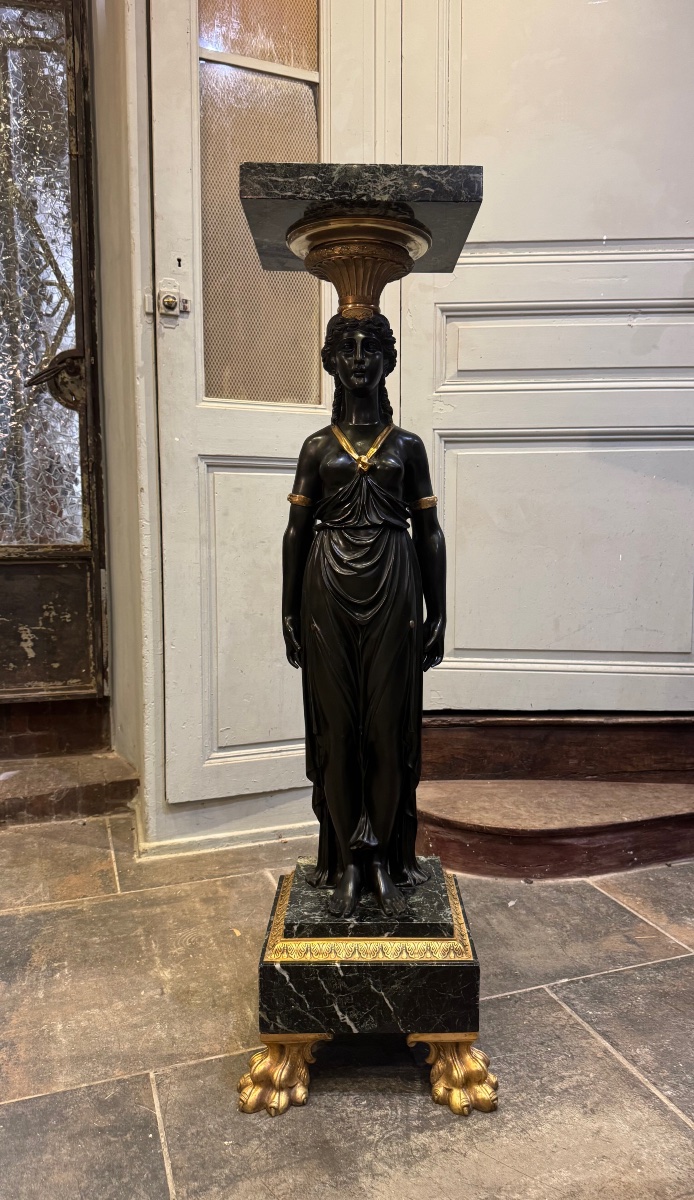 Empire-style Caryatid Column From The Napoleonic III Period