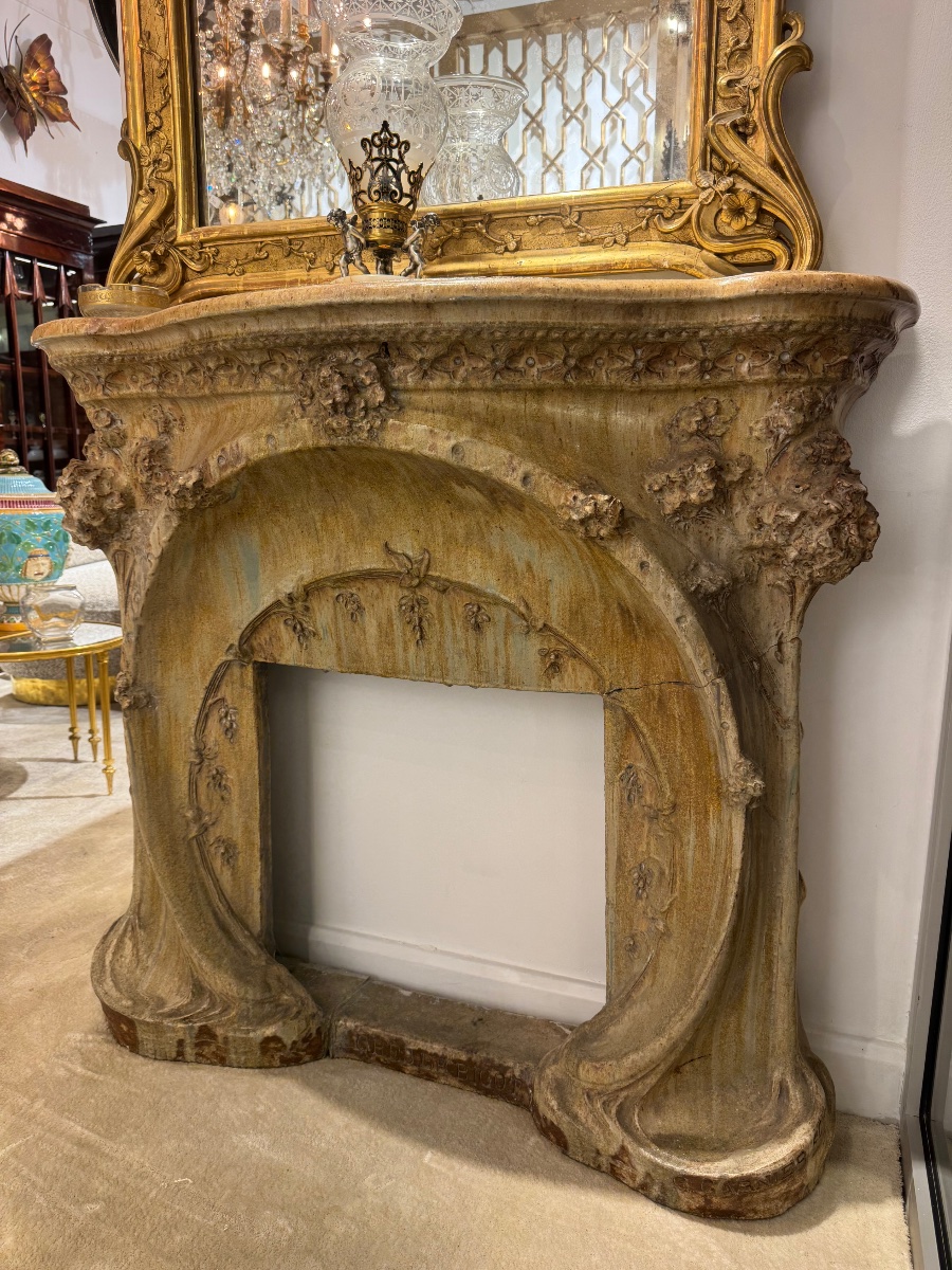 Alexandre Bigot (1862–1927), Art Nouveau-style Fireplace Made Of Glazed Stoneware-photo-3