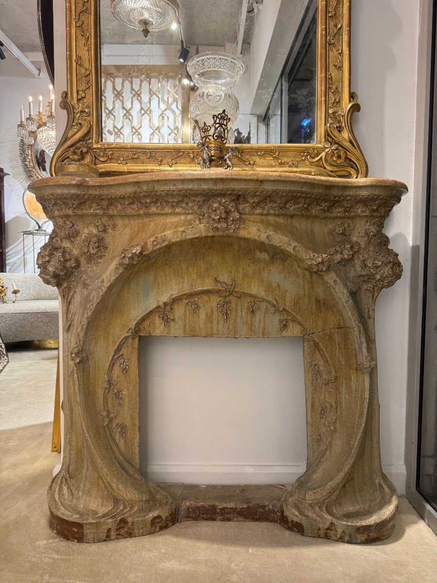 Alexandre Bigot (1862–1927), Art Nouveau-style Fireplace Made Of Glazed Stoneware