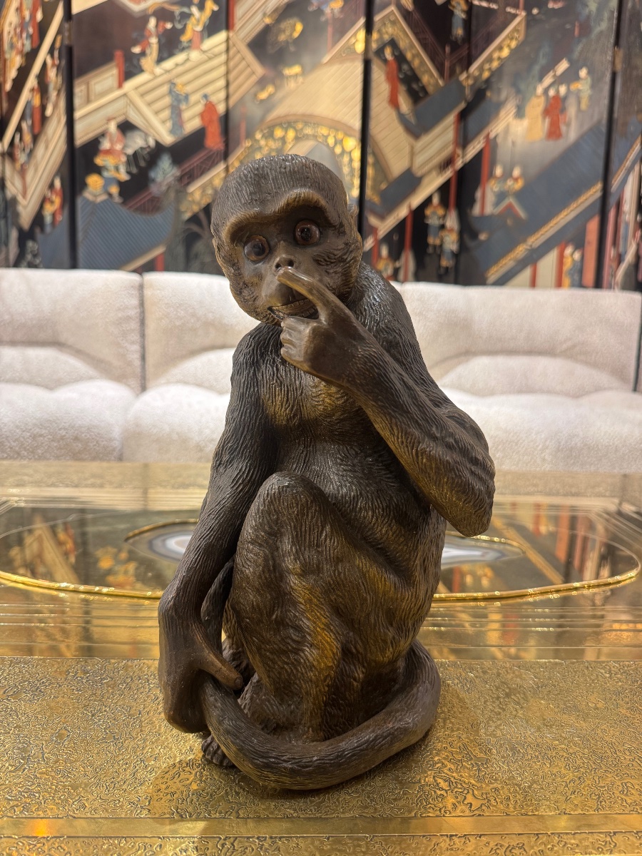 Singe en céramique travail Autrichien de la fin du XIX ème siècle 