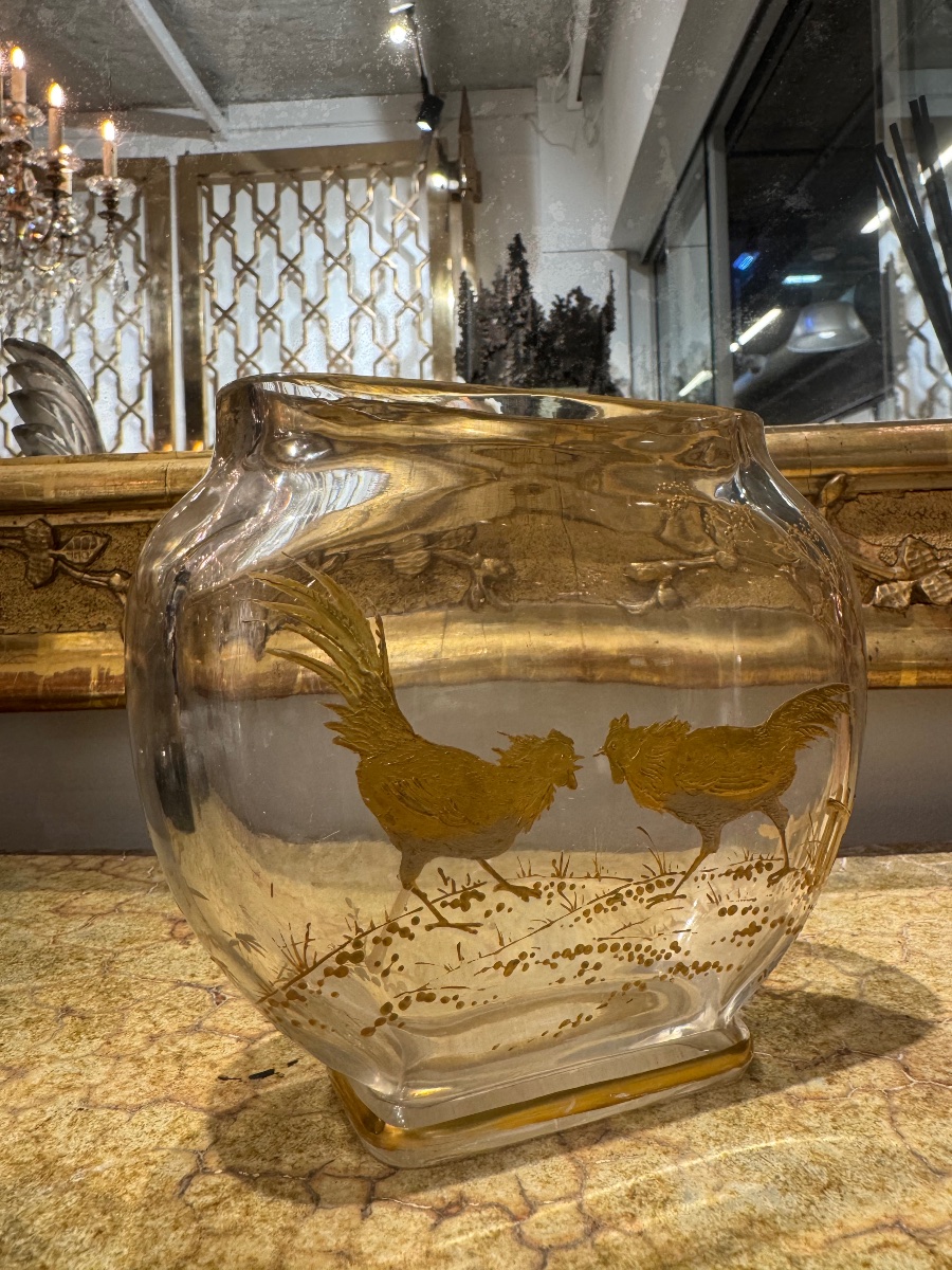 Vase de baccarat en Cristal et émaille doré du XIX ème siècle -photo-2