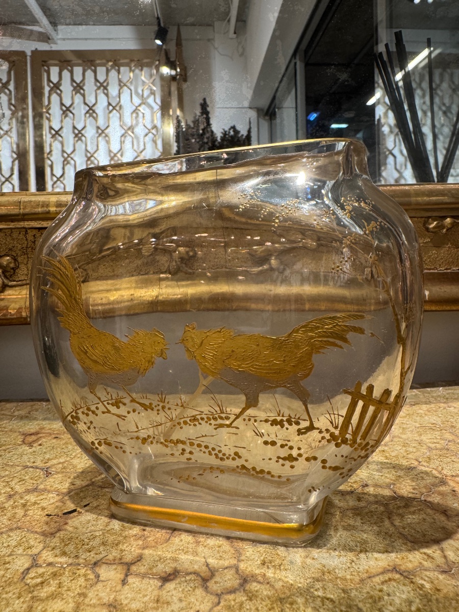 Vase de baccarat en Cristal et émaille doré du XIX ème siècle -photo-3