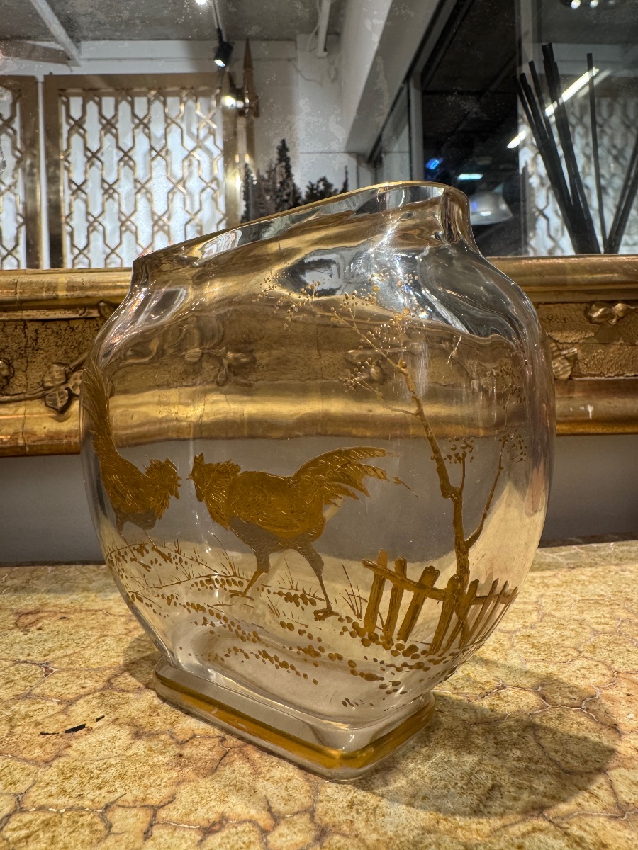 Vase de baccarat en Cristal et émaille doré du XIX ème siècle -photo-4