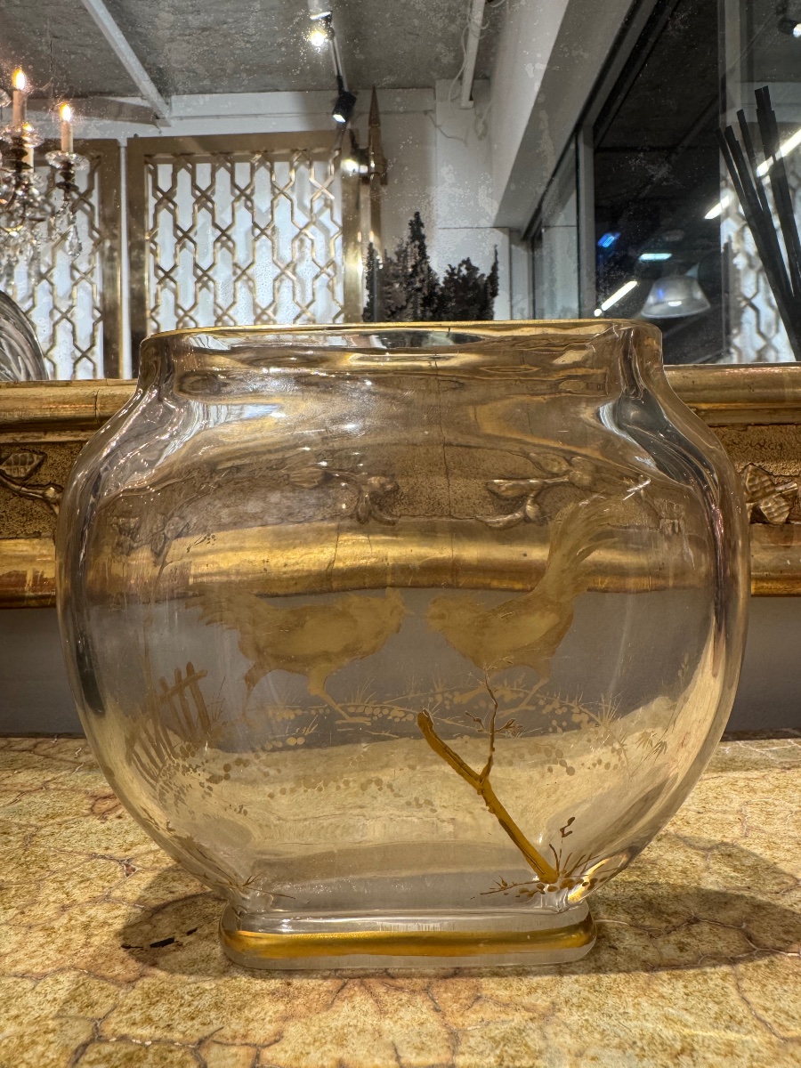 Vase de baccarat en Cristal et émaille doré du XIX ème siècle -photo-1