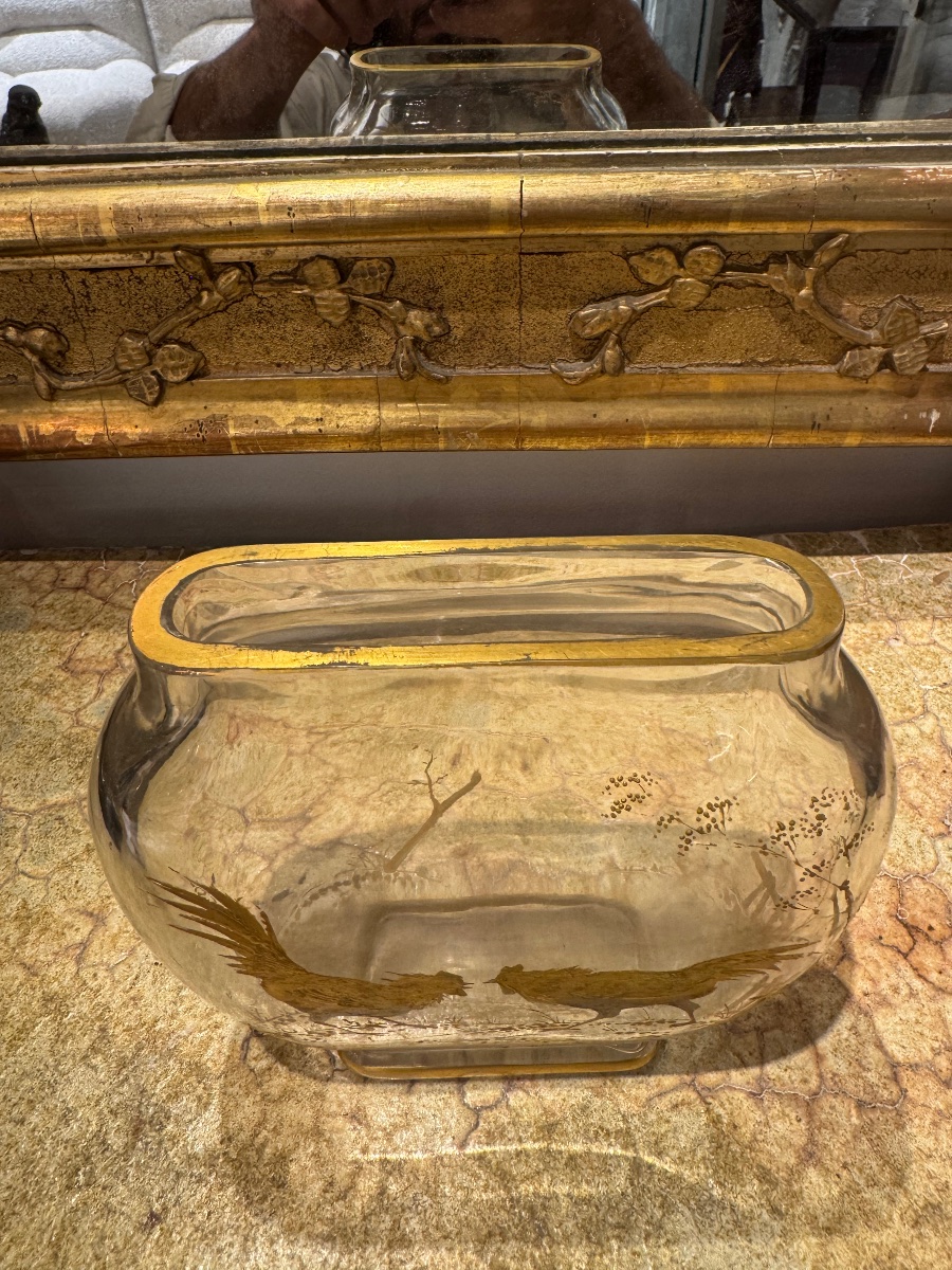 Vase de baccarat en Cristal et émaille doré du XIX ème siècle -photo-2