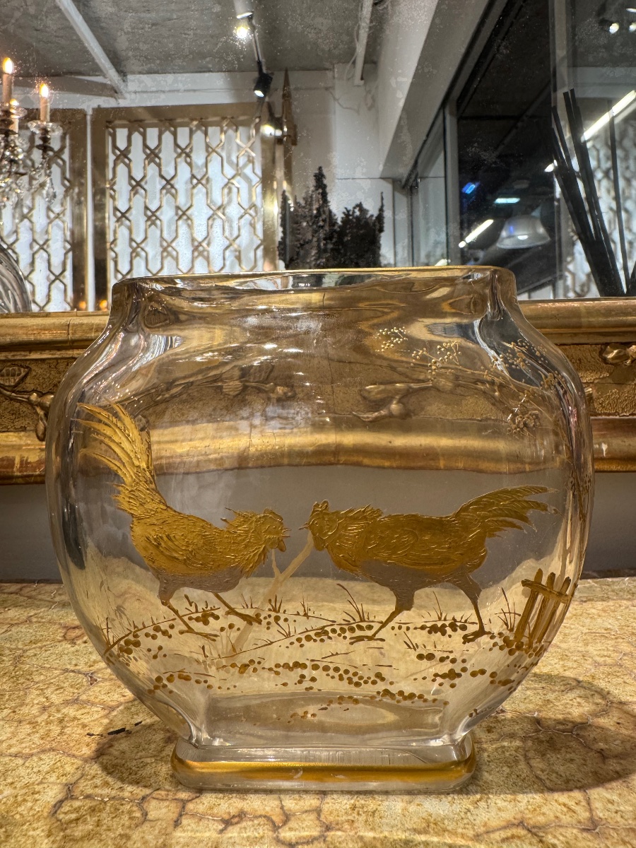 Vase de baccarat en Cristal et émaille doré du XIX ème siècle 
