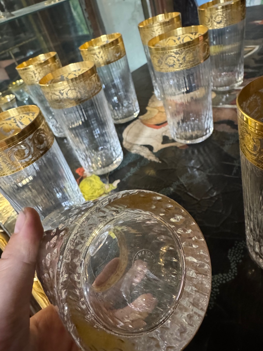 Set Of 12 14-cm Saint Louis Crystal Mugs, Thistle Model -photo-3