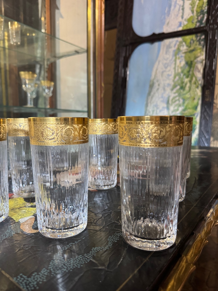 Set Of 12 14-cm Saint Louis Crystal Mugs, Thistle Model -photo-4