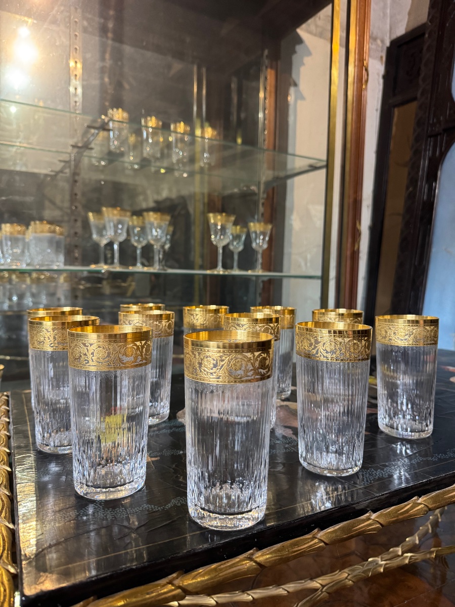 Set Of 12 14-cm Saint Louis Crystal Mugs, Thistle Model -photo-2