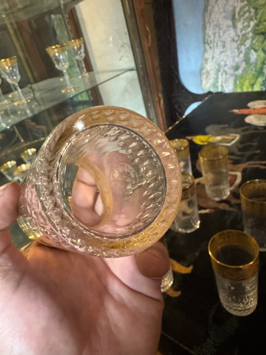 Suite de 12 gobelets à Thé de 11 cm en cristal de saint Louis modèle Thistle -photo-2