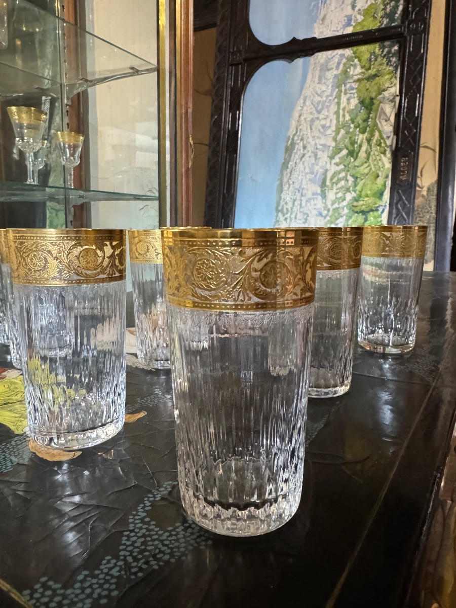 Suite de 12 gobelets à Thé de 11 cm en cristal de saint Louis modèle Thistle -photo-3