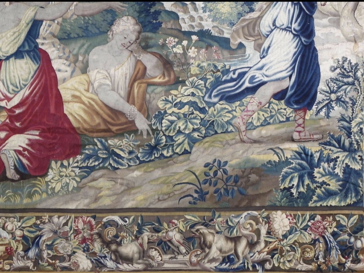Tapisserie de Bruxelles du XVII ème siècle “Les amours des dieux, Apollon”  416 cm x 337 cm-photo-1
