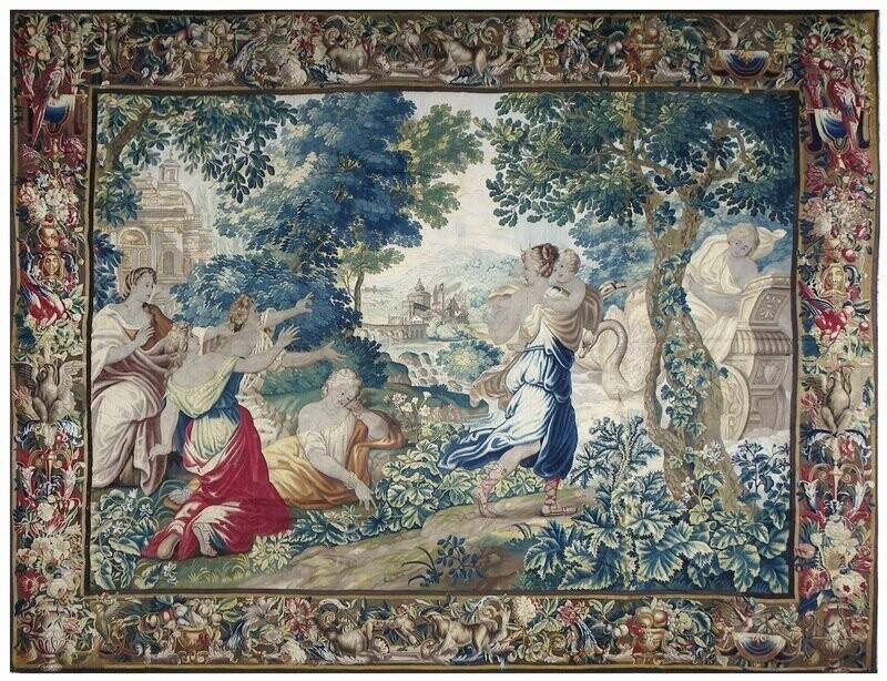 Tapisserie de Bruxelles du XVII ème siècle “Les amours des dieux, Apollon”  416 cm x 337 cm