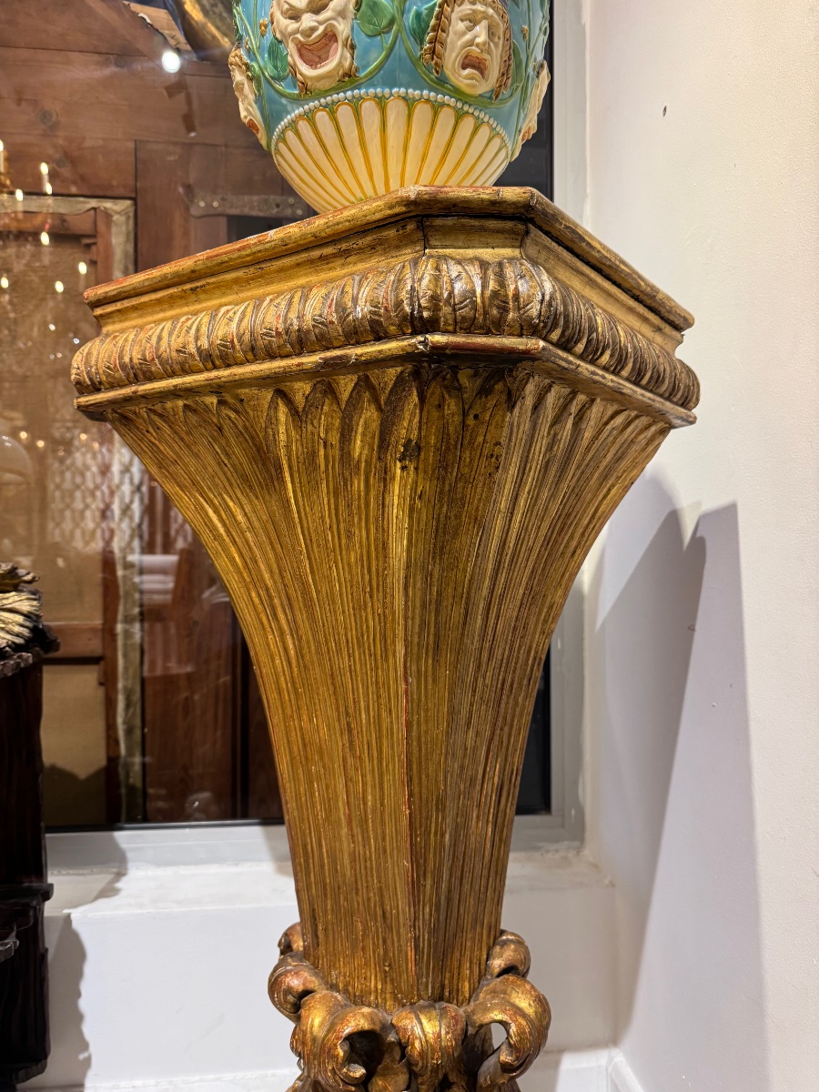 Colonne en bois doré Italie XIX ème siècle -photo-1