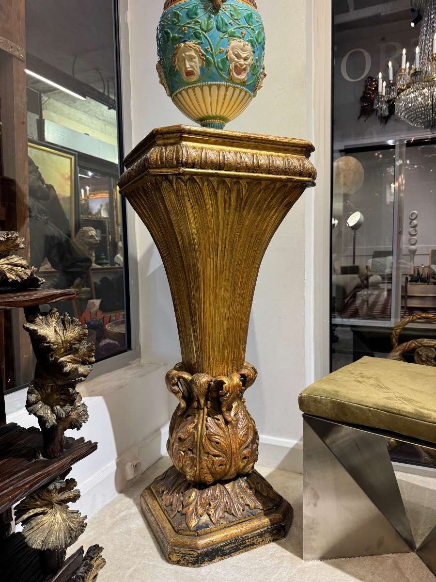 Colonne en bois doré Italie XIX ème siècle 