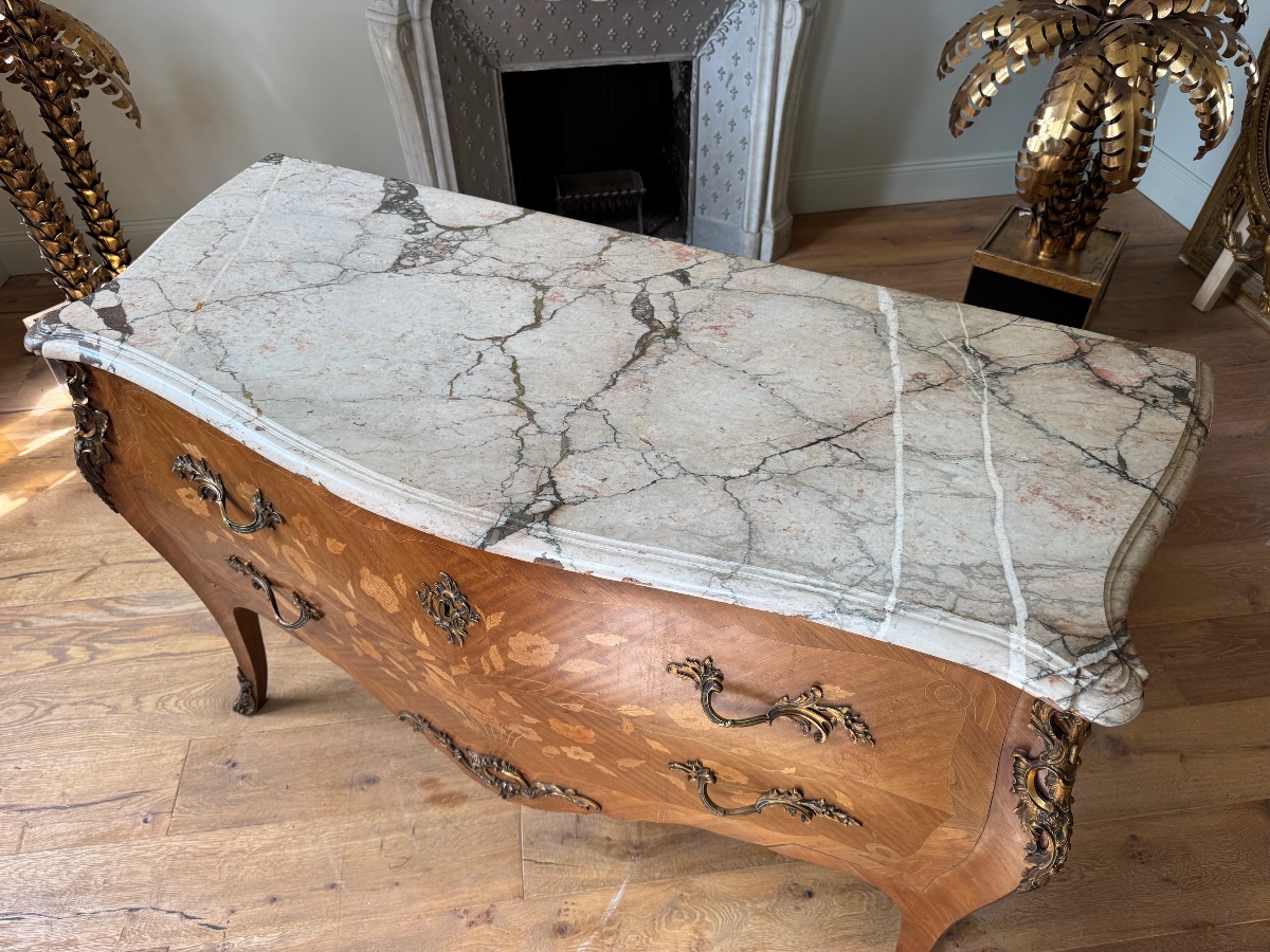 Early 20th-century Louis XV-style Marquetry Chest Of Drawers -photo-5