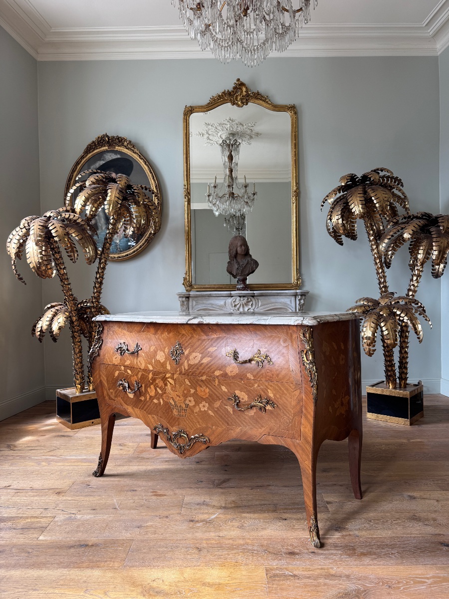 Early 20th-century Louis XV-style Marquetry Chest Of Drawers -photo-7