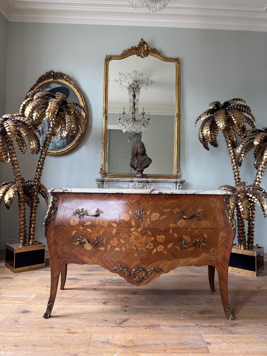 Early 20th-century Louis XV-style Marquetry Chest Of Drawers 