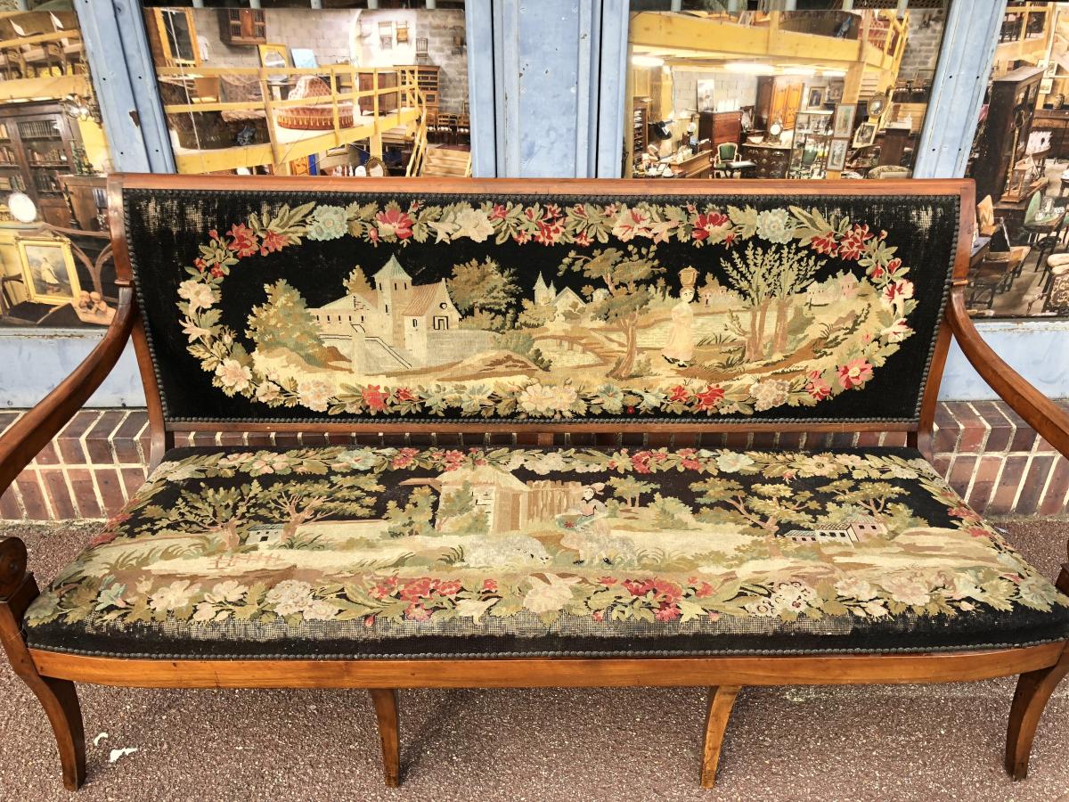 Sofa Restoration Period In Walnut Tapestry In Point-photo-4