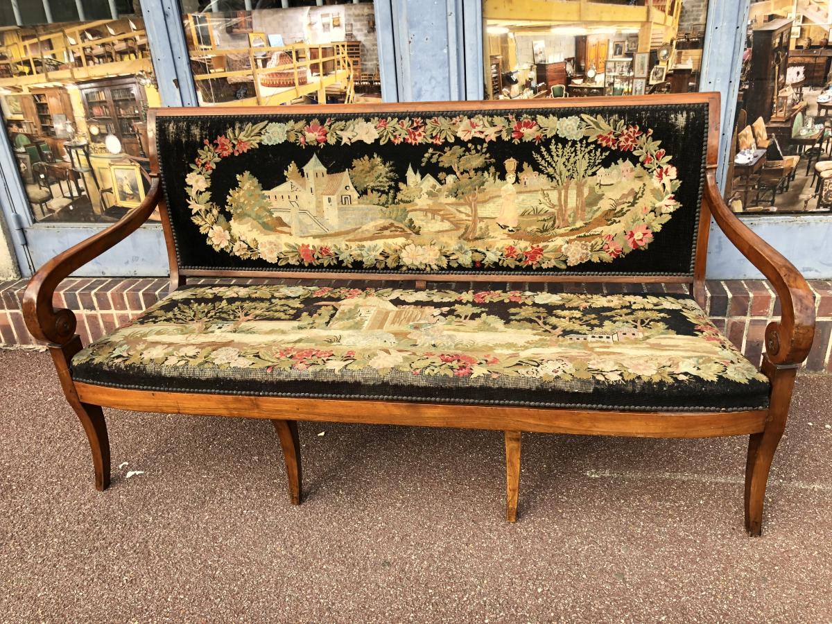 Sofa Restoration Period In Walnut Tapestry In Point-photo-3