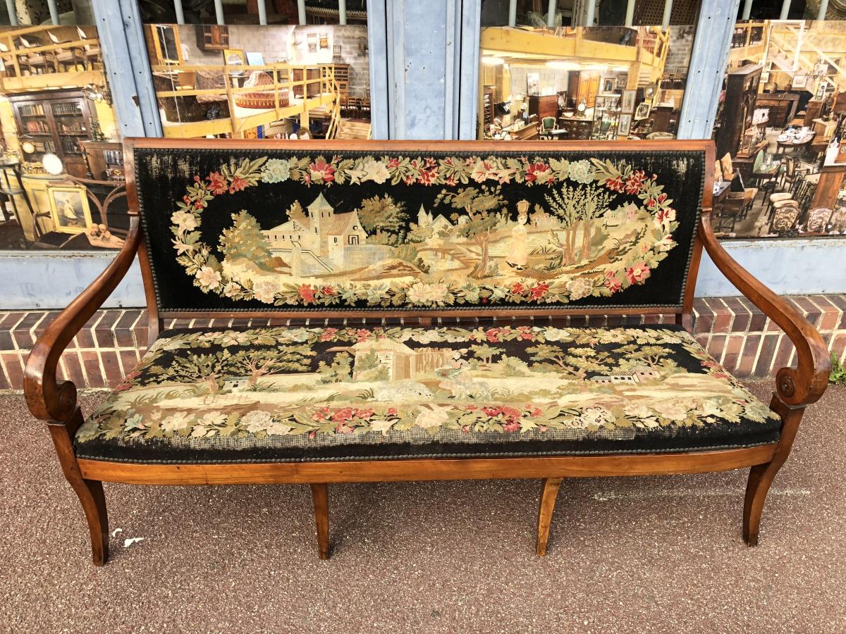 Sofa Restoration Period In Walnut Tapestry In Point-photo-4