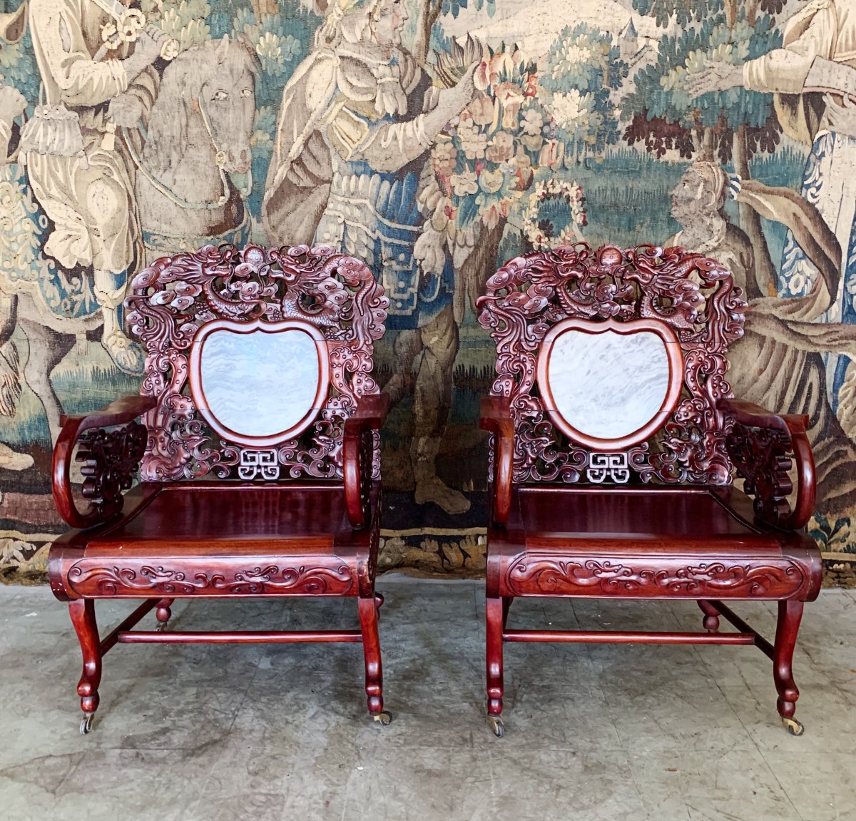 Pair Of Chinese Armchairs From The End Of XIX Century-photo-3