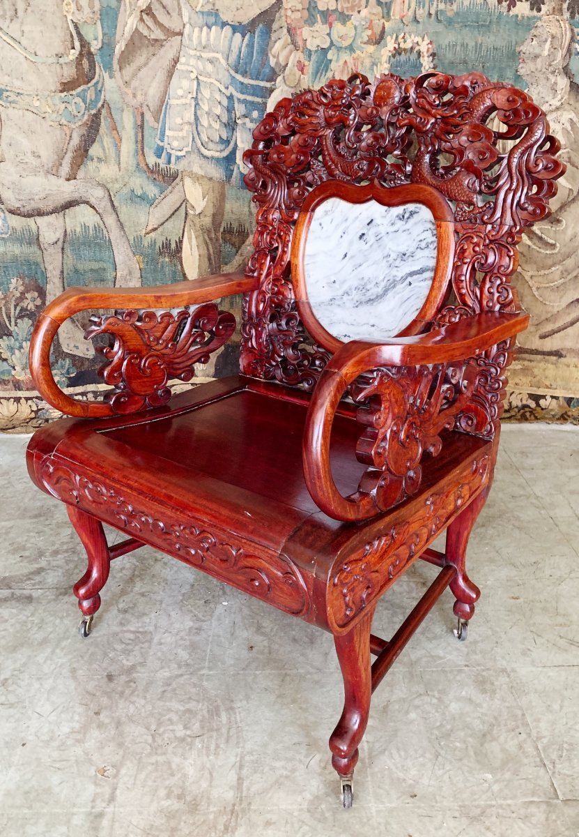 Pair Of Chinese Armchairs From The End Of XIX Century-photo-3